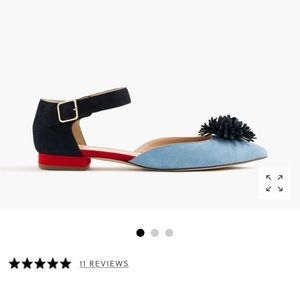 J. Crew multicolored suede Pom-Pom flats size 7